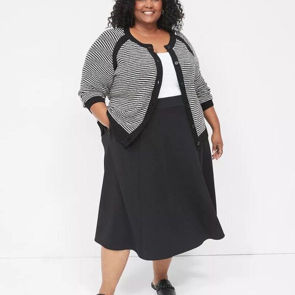 LANE BRYANT - Long-Sleeve Button-Front Stitch Cardigan - Picture 3 of 4